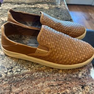 Men's Tan Olukai Lae'ahi Lauhala Slip-On Loafers